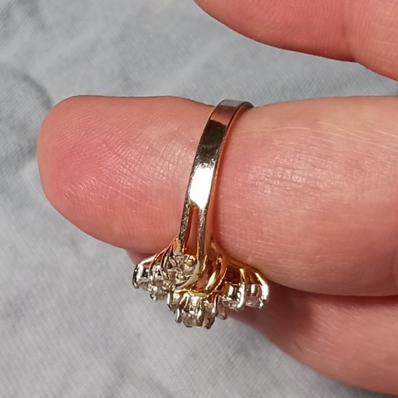 Vintage Gold Plated and CZ Cocktail Ring Size 7 - Picture 11 of 16